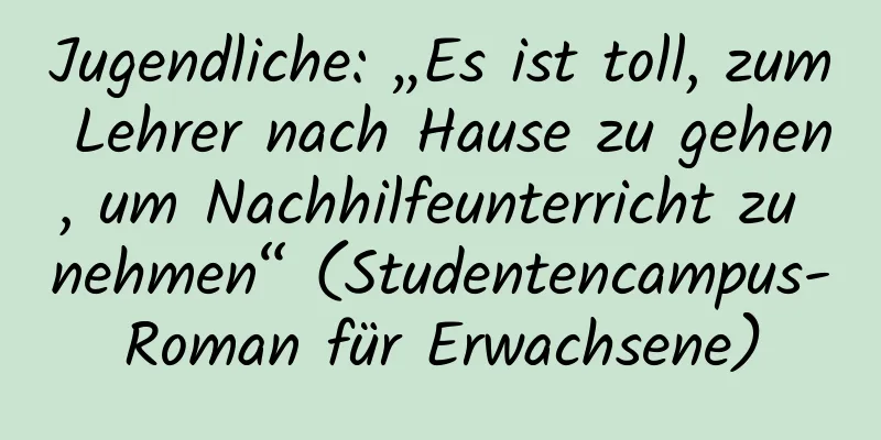 Jugendliche: „Es ist toll, zum Lehrer nach Hause zu gehen, um Nachhilfeunterricht zu nehmen“ (Studentencampus-Roman für Erwachsene)